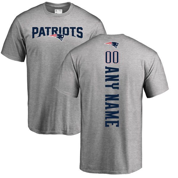 Men New England Patriots NFL Pro Line Ash Custom Backer T-Shirt->soccer t-shirts->Sports Accessory